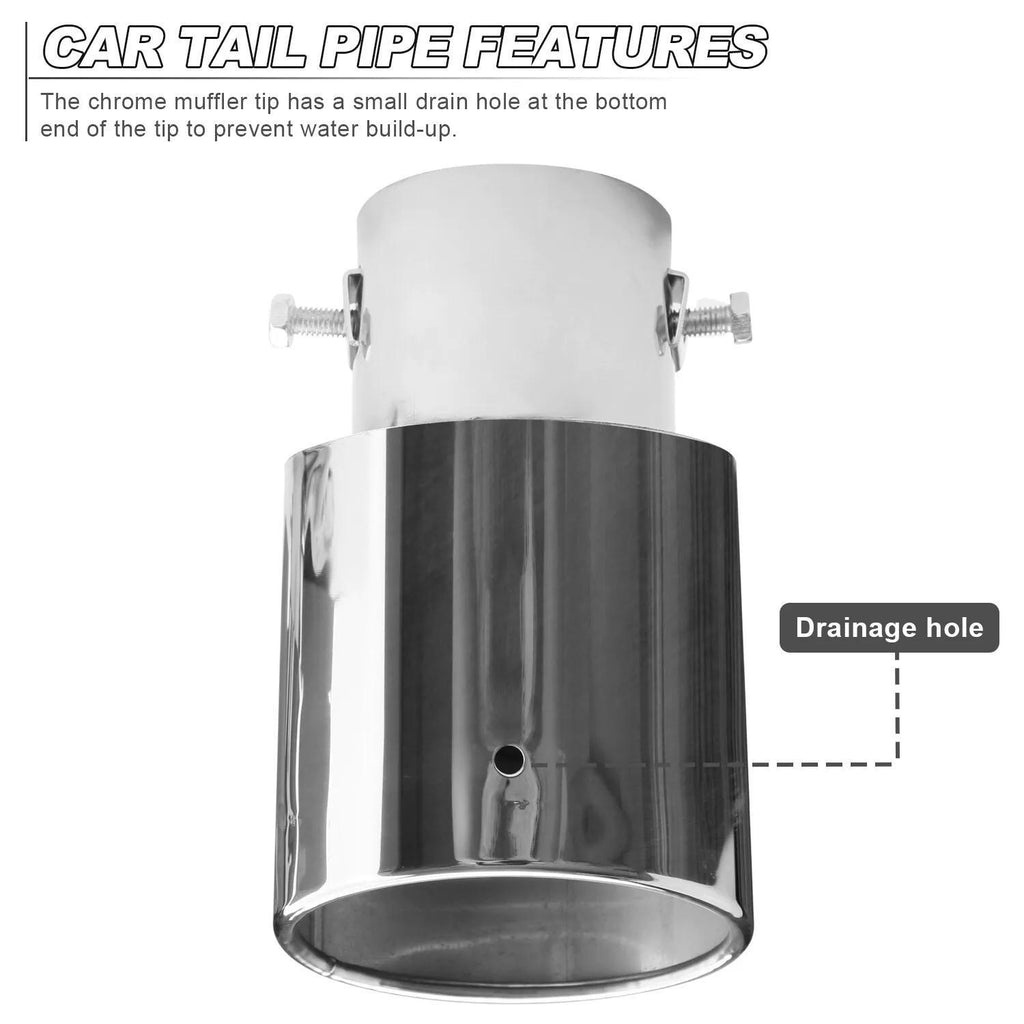 1PC Car Exhaust Tip, Universal Car Exhaust Pipe Modification Tail Throat Tail Pipe For Most Models With Exhaust Pipe Diameter Within 1.5-2.1inch, Steel Exhaust Tips Chrome-Plated Finish Tailpipe (silvery #Straight)
