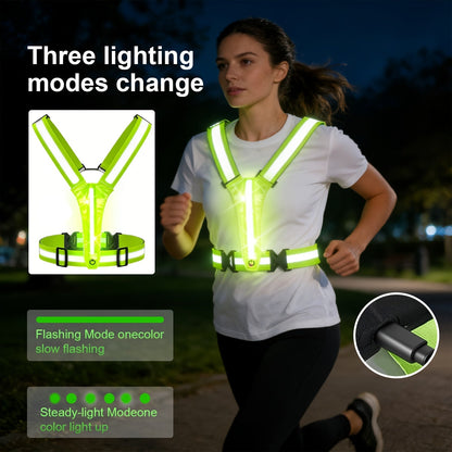 LED Reflective Running Vest – 360° USB Rechargeable Set