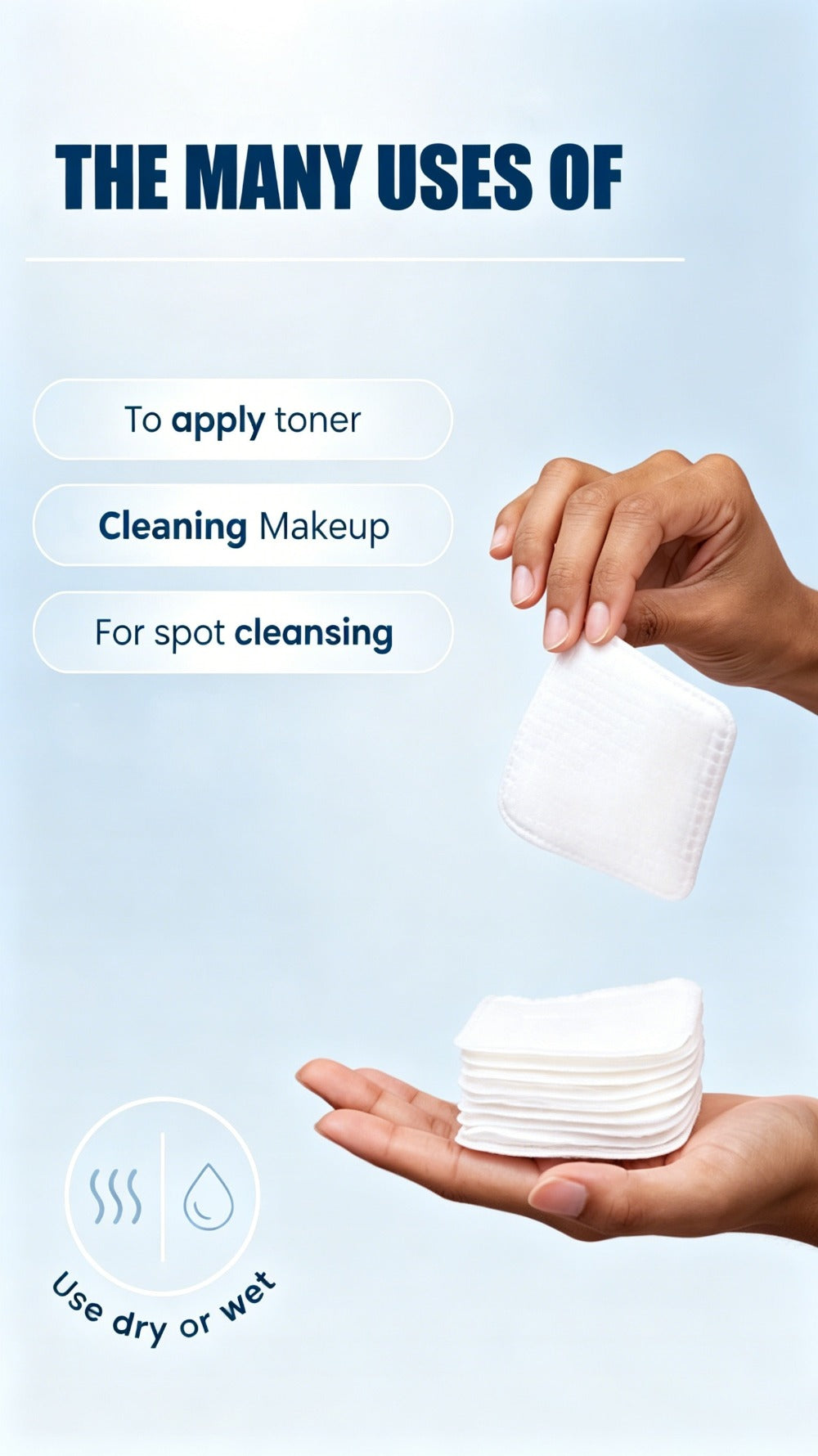 Makeup Remover Pads Disposable 100/200pcs – 3-Layer Thickened Cotton Squares for Face Cleansing, Skincare & Nail Polish Removal, Soft Touch No Friction, 2.76x2.36 inch, Individually Boxed