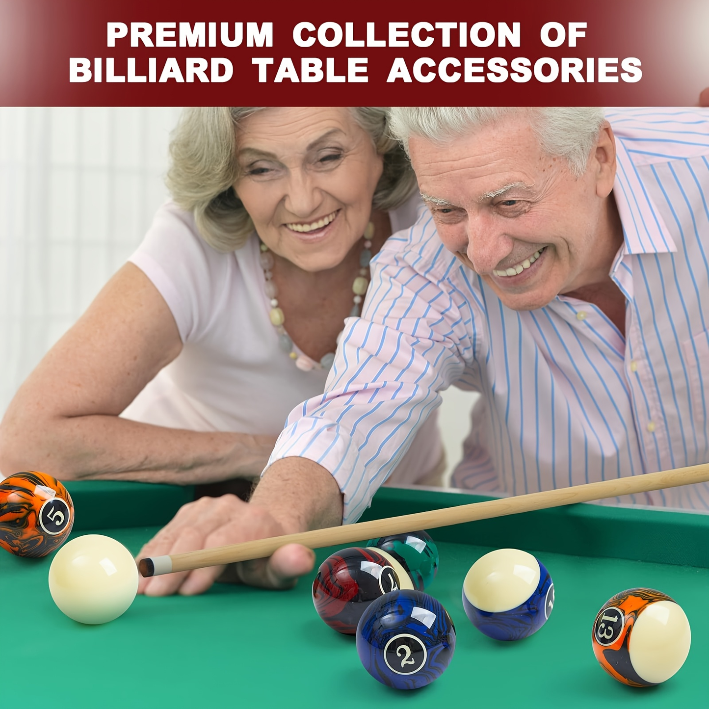 Pool Balls Billiard Set 20 Piece Complete Kit with 16 Fancy Billiard Balls 2 Diamond Pool Cue Sticks and 2 Ball Racks Full Billiard Table Accessories for Adults Men Home Office Bar Entertainment