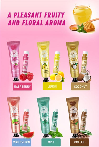 Shea Butter Hand Cream and Lip Balm Gift Set - Deep Moisturizing Skincare Bundle for Dry Cracked Skin, Vitamin E Natural Body Care Kit, Birthday & Holiday Gift for Women