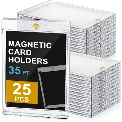 Magnetic Card Holder 35pt Bulk Pack 25/50/100pcs – Slim One-Touch UV Protection Hard Plastic Trading Card Magnet Case for Baseball, Football, Pokemon & Sports Cards