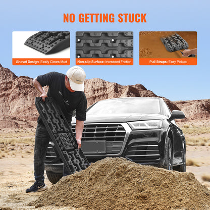 Traction Boards 2-Pack – 10-Ton Off-Road Vehicle Recovery Boards for Mud, Sand & Snow, High-Strength PP with Pull Straps & Storage Bag for SUV, Truck & RV