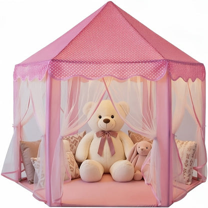 Princess Castle Play Tent for Girls Kids Indoor Outdoor Playhouse Large Toy House with Storage Bag Room Decor Birthday Holiday Gift Toddlers Boys Girls Pink