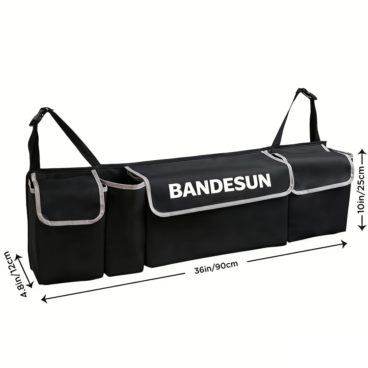 Rear Seat Hanging Storage Bag, Car Trunk Organization And Storage for SUV, Truck, MPV, Foldable Cargo Storage Bag with 4 Pockets, More Storage Space for SUV