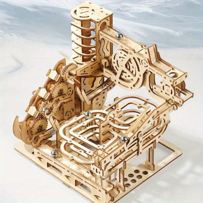 Wooden Ball Track Puzzle Model Kit – STEM Engineering Building Set for Adults & Teens, Kinetic Marble Run Expansion Sets A & B, Brain Teaser DIY Craft, Unique Birthday Gift for Men Women