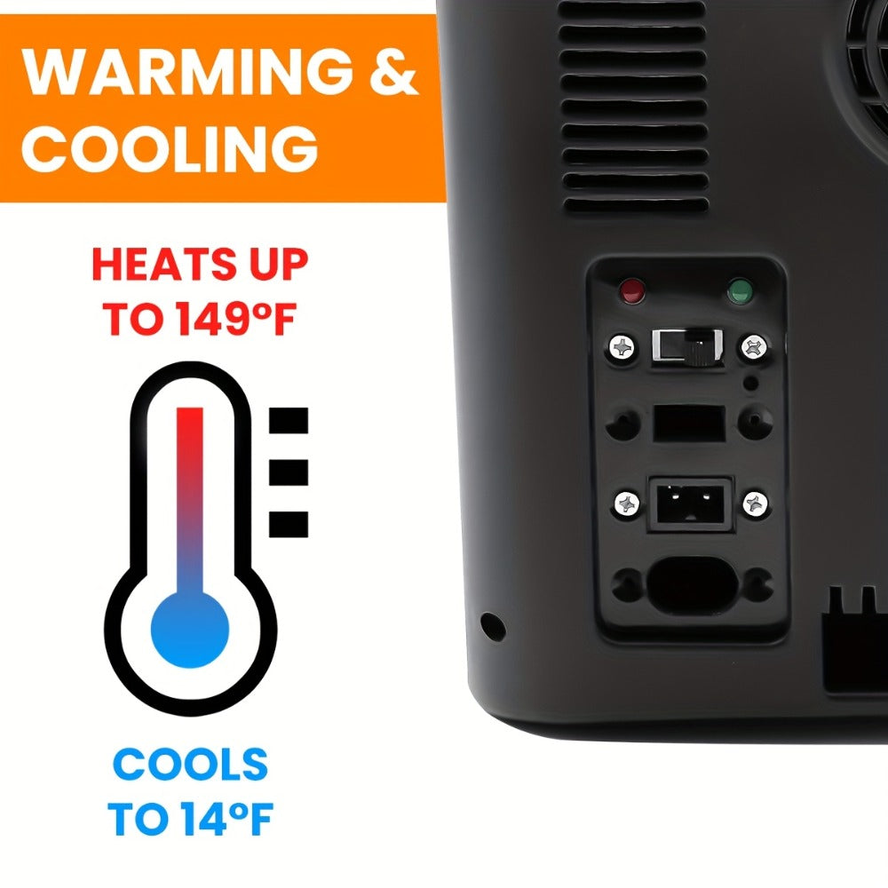 Car Mini Fridge, 3 Gallon 12V/24V DC Portable Car Refrigerator Cooler – Cools to -7°C, Fits 12x330ml Cans, Low Noise & Shockproof Design for Road Trip, RV, Camping and Outdoor Adventures
