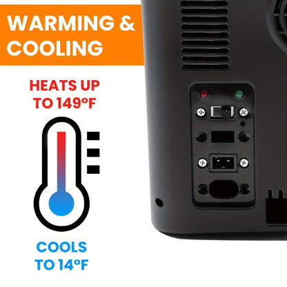 Car Mini Fridge, 3 Gallon 12V/24V DC Portable Car Refrigerator Cooler – Cools to -7°C, Fits 12x330ml Cans, Low Noise & Shockproof Design for Road Trip, RV, Camping and Outdoor Adventures