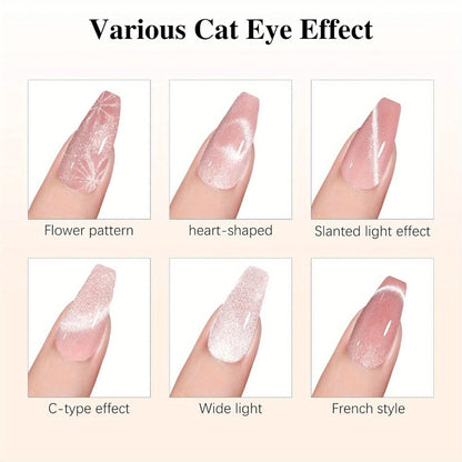 4-in-1 Y-Shaped Cat Eye Nail Magnet Stick Double Head - Heart & Multi-Pattern Magnetic Tool for Cat Eye Gel Polish Nail Art, Portable Professional Salon & Home DIY Nail Art Gift