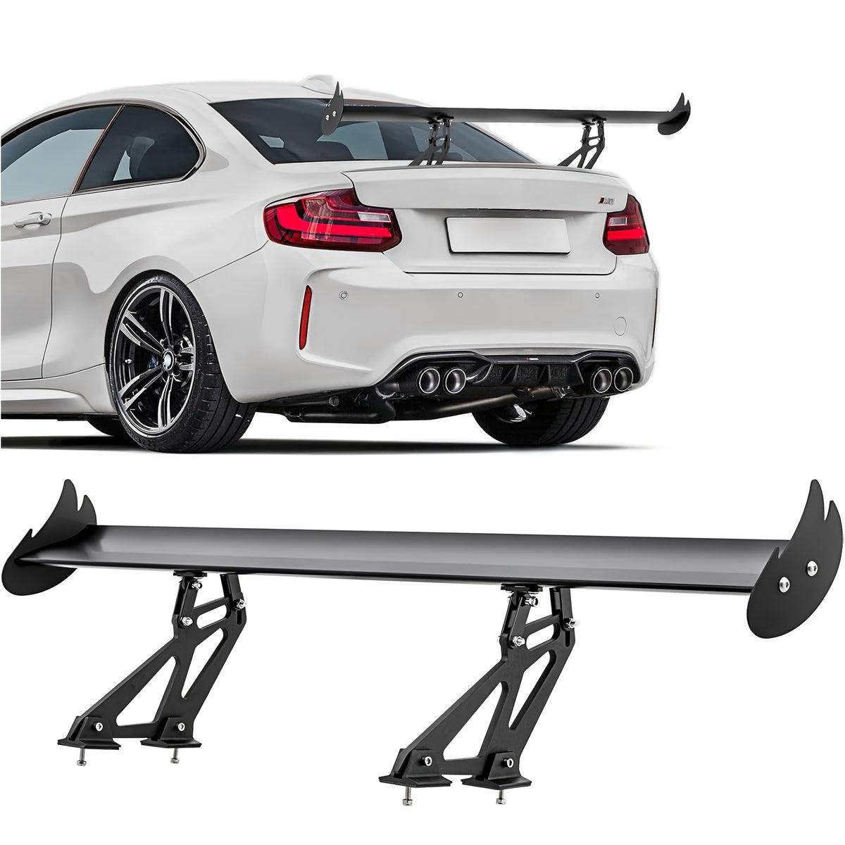 43.3-Inch Enhanced Wing Spoiler Universal Adjustable GT GTR Style Rear Sport Spoiler for 99% of Sedan Vehicles, Tuning Additions Trim Tail Air Deflector Dam Trunk Lip in Glossy Black Or Carbon Style Decoration