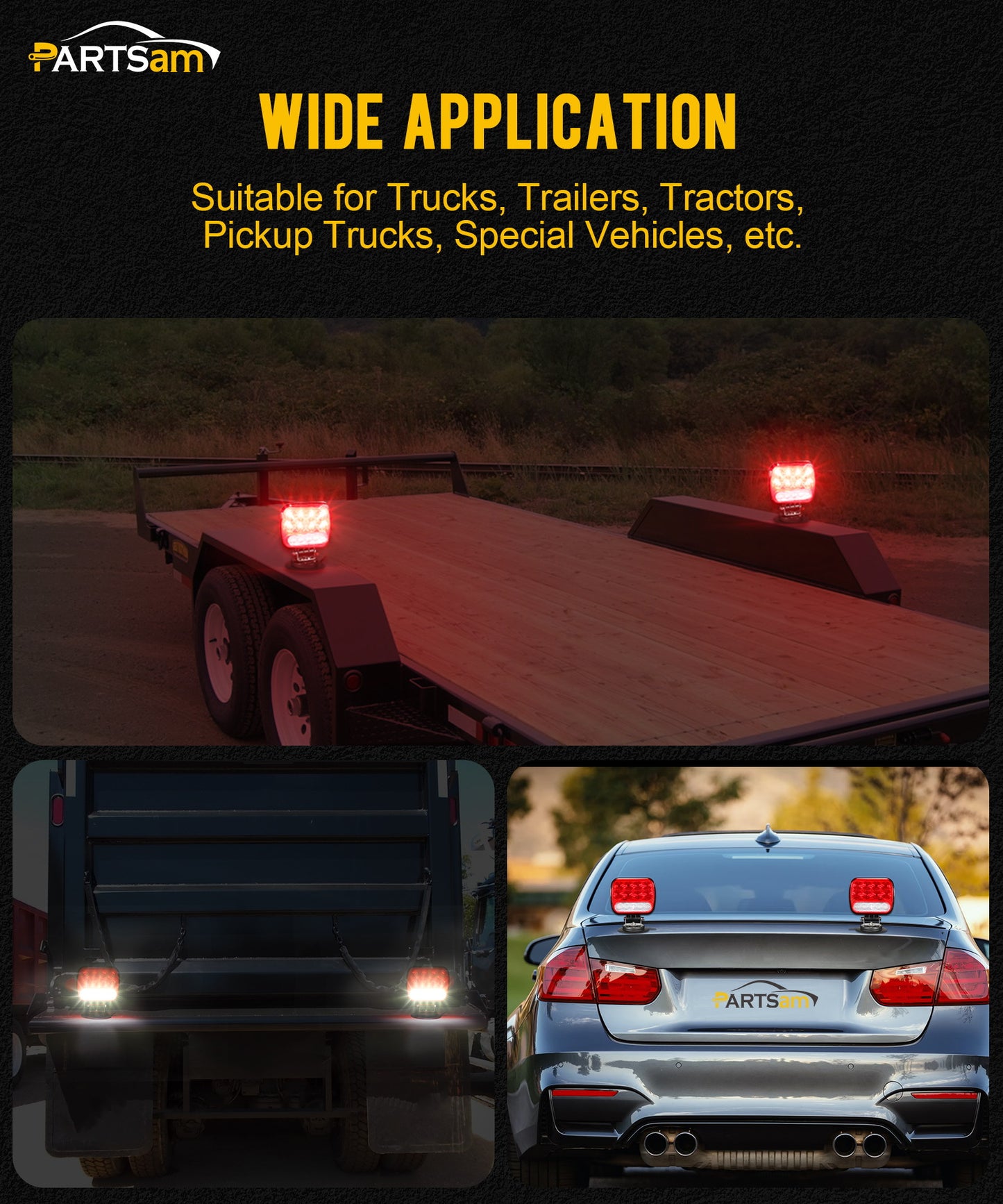 Wireless Magnetic LED Trailer Light Kit – 26 LED Towing Tail Light Stop Turn Brake Reverse, 7-Pin Plug 12-24V IPX5 Waterproof, 180° Rotatable, 100FT Range for Trucks Trailers