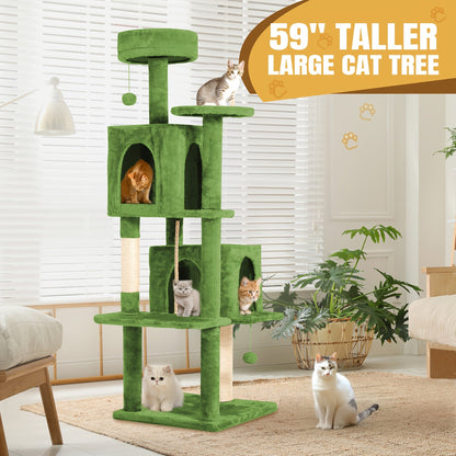 Cat Tree Tower 59 Inch Large Multi-Level Cat Tower for Indoor Cats with Plush Resting Area, Sisal Scratching Post & Hanging Ball Toy – Tall Cat Furniture for Bedroom Living Room, Multiple Colors
