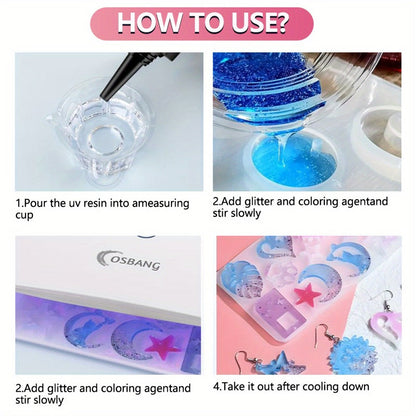 Crystal Clear UV Resin 500g or 1000g – Hard Gloss Fast Cure Low Odor UV Epoxy Resin for Jewelry Making Keychains Pendants Resin Art Crafts, Beginner Friendly Ready to Use