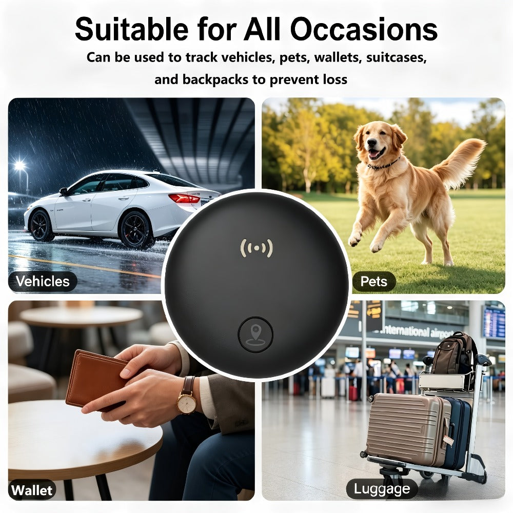Magnetic Mini GPS Tracker No Monthly Fee No SIM Card Required – Built-In Strong Magnet Real-Time Vehicle Tracking Apple Find My (iOS) Global Anti-Theft for Car Truck Bicycle (1-Pack / 2-Pack)