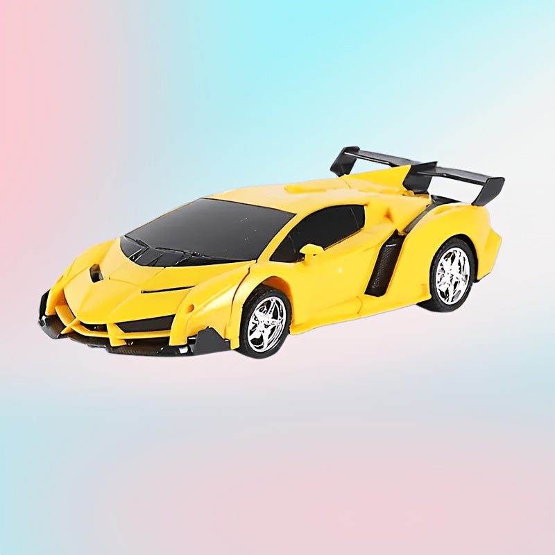 RC Transform Robot Car 1:18 Scale One-Button Deformation – Long Range Remote Control with LED Headlights & 360° Drift Stunt, Cool Birthday Christmas Easter Gift for Boys Girls Ages 3+