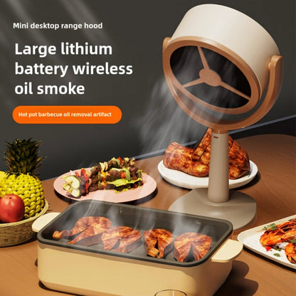 Portable USB Range Hood Handheld Exhaust Fan – Compact Smoke Absorber with 2 Filter Screens for BBQ, Hotpot, Desktop & Travel, Rechargeable Cordless