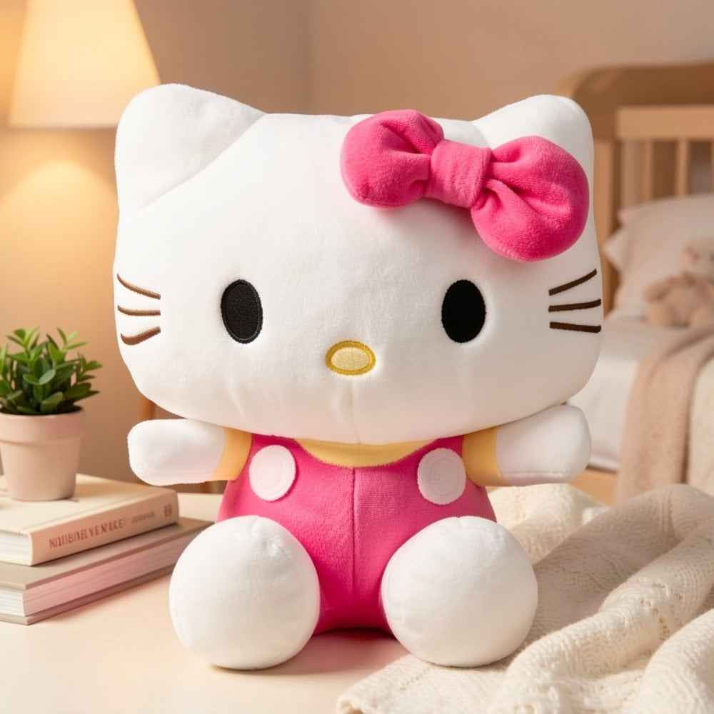 Cat Plush Doll Kawaii Kitty Pink & Blue – Sanrio Inspired Soft Stuffed Animal for Room Decoration, Party Favor, Birthday Festival Christmas Holiday Gift for Girls Kids Teens Anime Fans