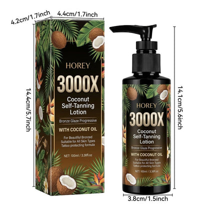 Tanning Lotion 3000X Coconut & Olive Extract Indoor Tanning Accelerator – Deep Bronze Glow Skin-Smoothing Sunless Tanner Keeps Skin Soft & Moisturized 100ml