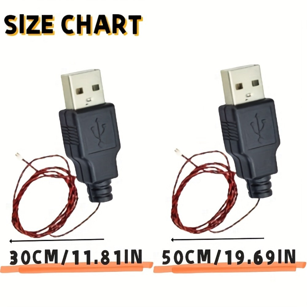 USB Cable for Building Block LED Lighting Kit 30cm & 50cm – DIY Brick Light Power Cable Compatible with LEGO & Standard Building Sets, Illuminate Your Model Display Accessory