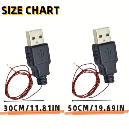 USB Cable for Building Block LED Lighting Kit 30cm & 50cm – DIY Brick Light Power Cable Compatible with LEGO & Standard Building Sets, Illuminate Your Model Display Accessory