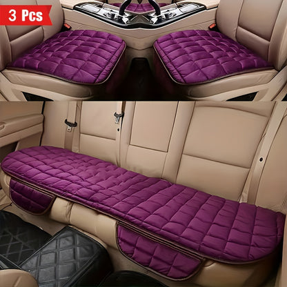 3pcs/Set Luxurious Plush Plaid Car Seat Cushions - Insulated, Thickened for Cold-Resistant Comfort - Universal Fit for Cars, Suvs, Trucks - Premium Car Additions Bundle