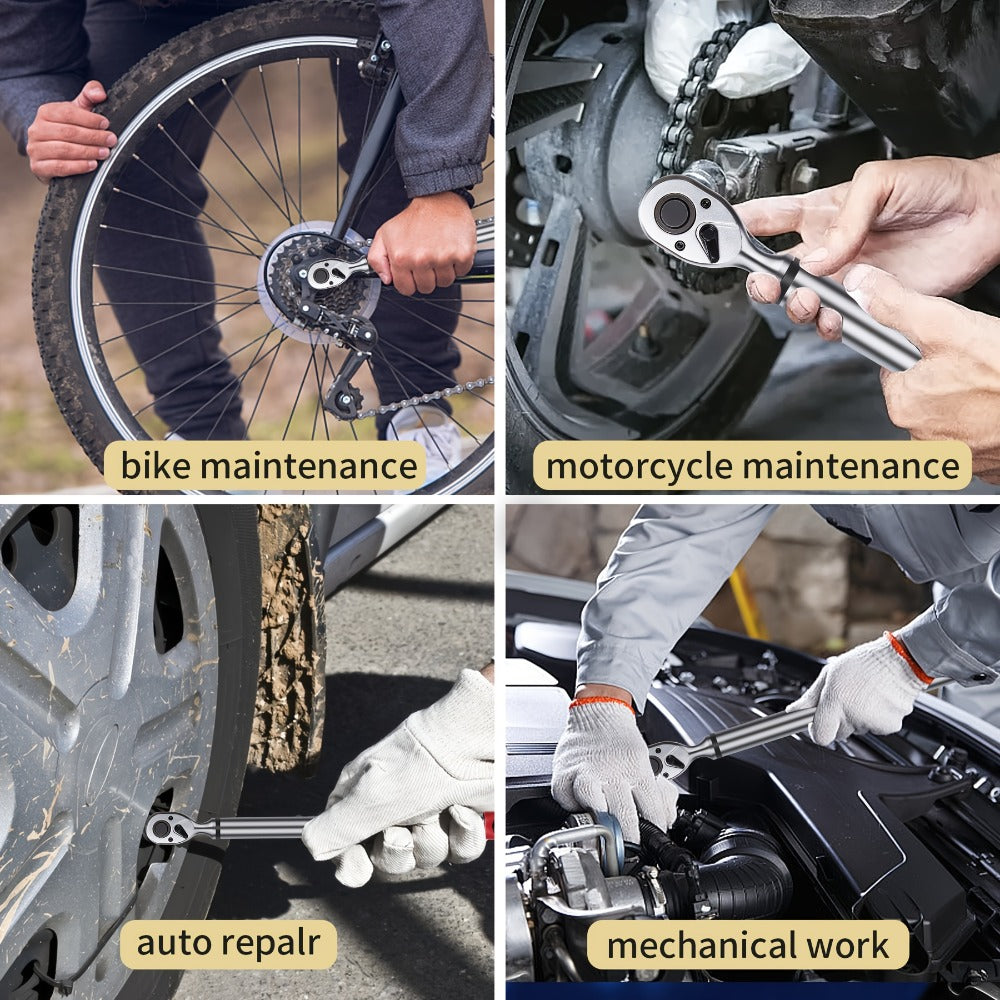 Digital Torque Wrench - 1/2" & 3/8" Drive, ±1% Accuracy, LED & Buzzer Alert, 4 Units, 500 Data Sets, Preset P1-P8, Chrome Vanadium Steel for Auto, Bike & Motorcycle