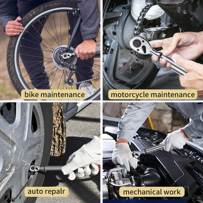 Digital Torque Wrench - 1/2" & 3/8" Drive, ±1% Accuracy, LED & Buzzer Alert, 4 Units, 500 Data Sets, Preset P1-P8, Chrome Vanadium Steel for Auto, Bike & Motorcycle