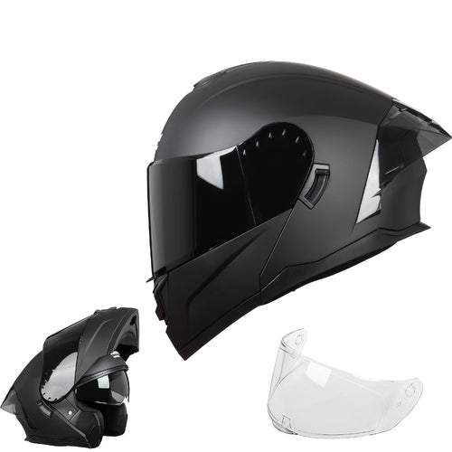 Modular Motorcycle Helmet Flip-Up Full Face – Dual Visor (Clear + Sun Visor), DOT-Style Flip Up Helmet for Men & Women, Lightweight Motorbike Helmet M/L/XL