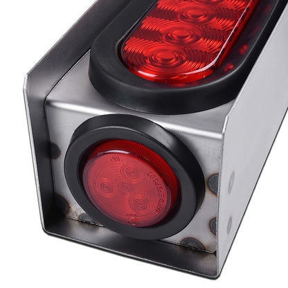 LED Trailer Tail Lights Steel Housing Box 6" Oval Stop Turn Tail Light + 2" Round Amber Marker Lights DOT Rated Heavy Duty for Semi Truck Cargo Boat Trailer, 14-Gauge Steel Enclosure
