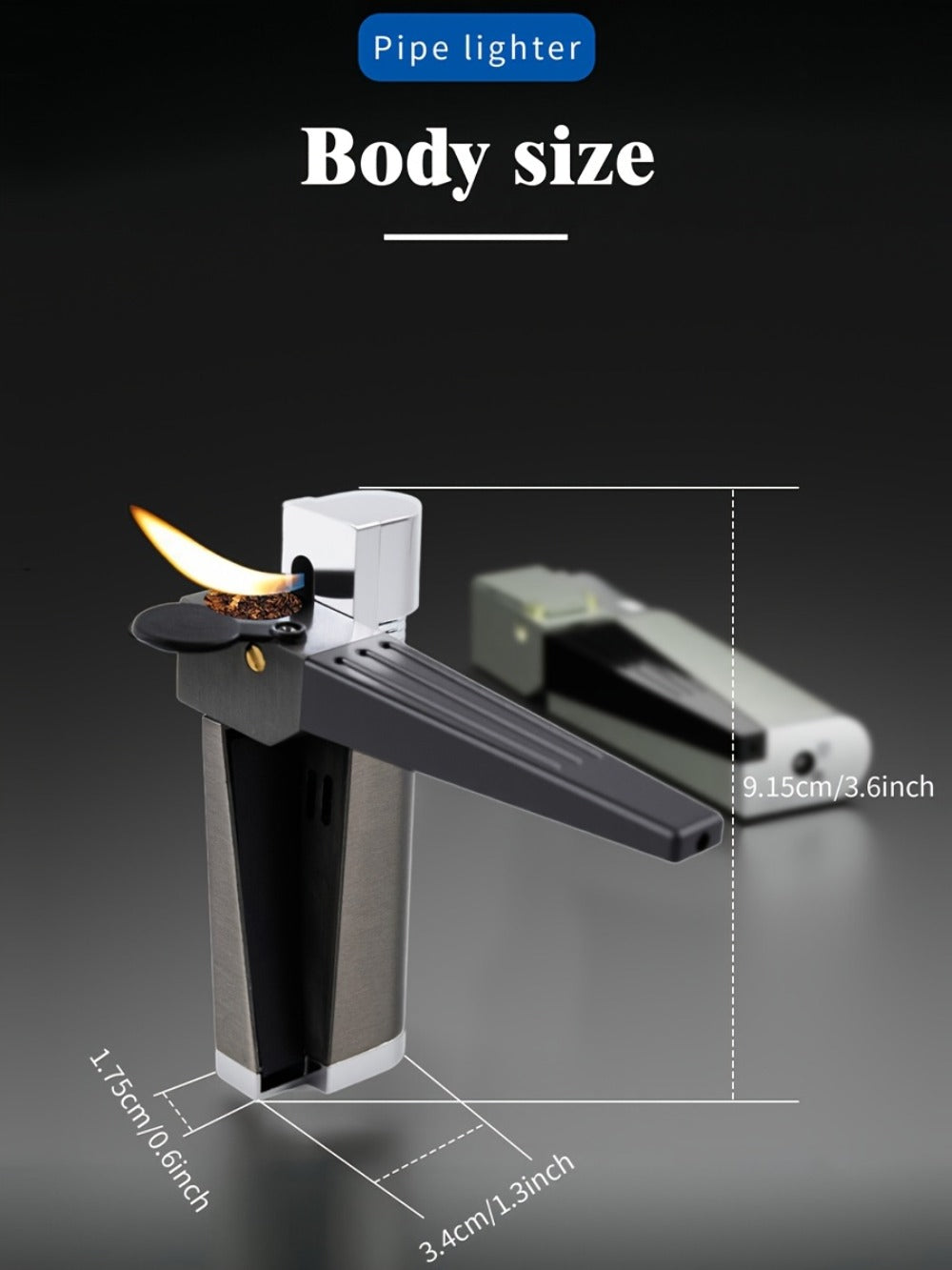 Folding Pipe Lighter Refillable 2-in-1 with Adjustable Flame, Metal-Crafted Durable Design, Gift Box Included – Windproof Butane Lighter for Men, Outdoor, Christmas & Valentine’s Day Gift