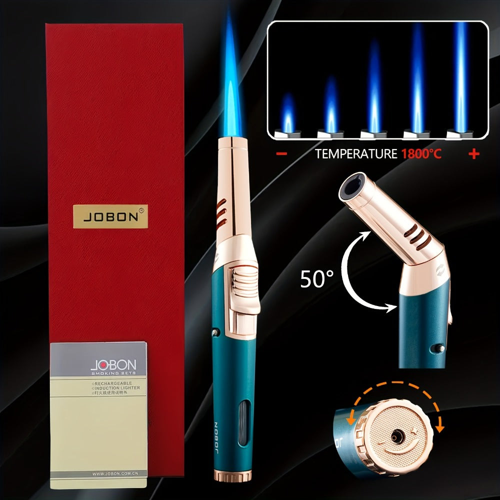 Refillable Butane Torch Lighter Pen Style – JOBON Jet Flame Lighter with Adjustable Flame, Ignition Lock, 360° Rotatable High-Temp Nozzle, Safety Lock, Visual Gas Tank, Gift Box Included, Ideal for Candles BBQ Cooking Camping