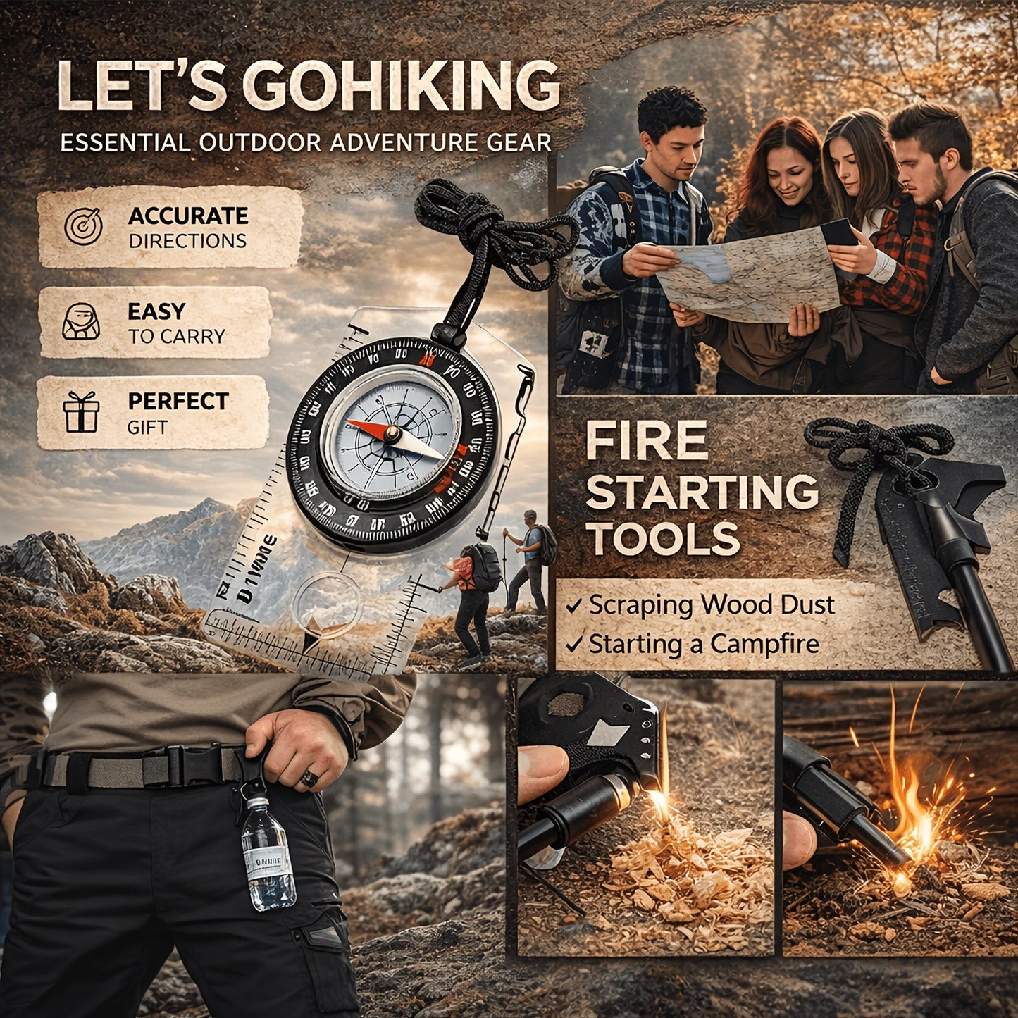 Camping Survival Kit Gift Set 19-in-1 – Emergency Survival Gear with Magnesium Fire Starter, Ideal Birthday Gift for Men, Dad, Husband, Fishing, Hunting & Outdoor Adventures