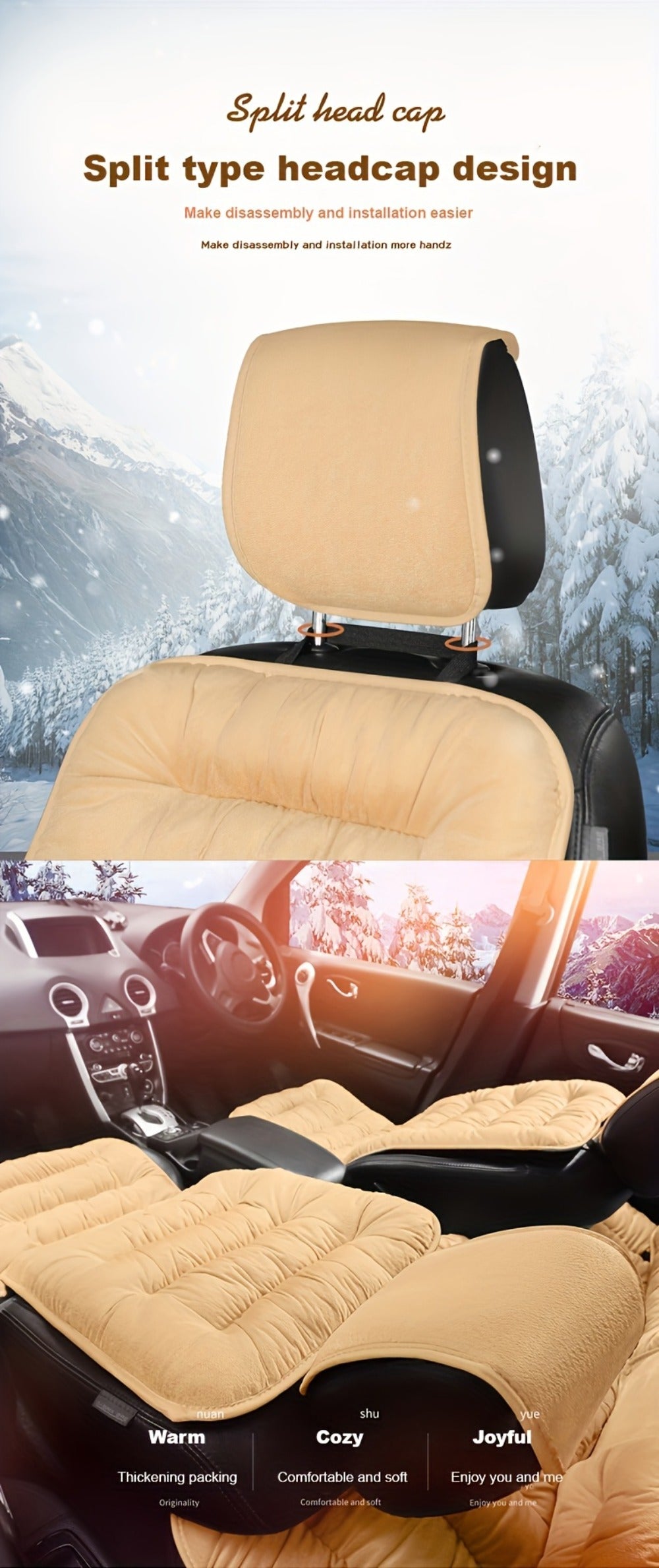 Memory Foam Car Seat Cushion with Storage Bag, Anti-Slip Rubber Bottom Driver Seat Backrest Pad, Single Seat Vest-Style Comfort Cushion for Car, Available in Red Beige Black