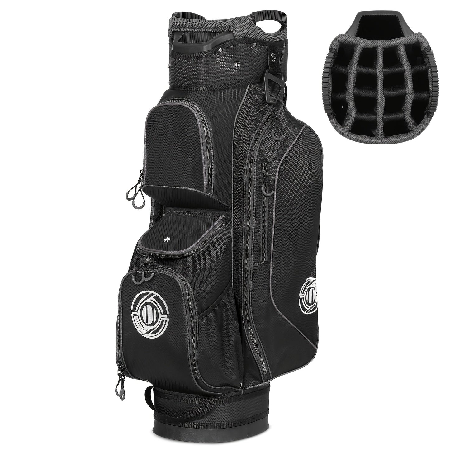 Golf Cart Bag 14-Way Full Length Dividers Protect Clubs 8 Zippered Pockets Cooler Pocket Valuables Pocket Ergonomic Shoulder Straps Rain Cover Water Repellant Unisex Professional Golf Bag Multiple Colors
