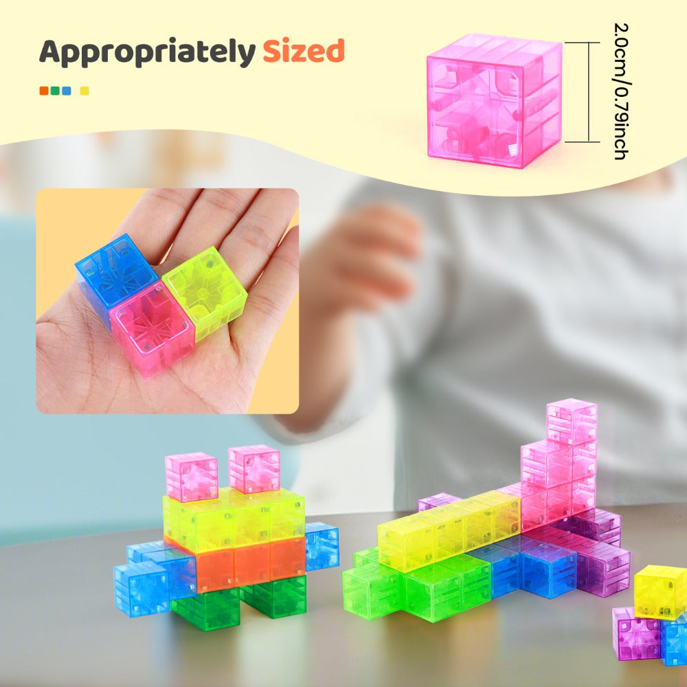 Magnetic Building Blocks 100pcs Colorful Transparent Cube Construction Set – Creative STEM Physics Learning Toy for Boys & Girls, Best Christmas & Birthday Gift for Kids Ages 3+