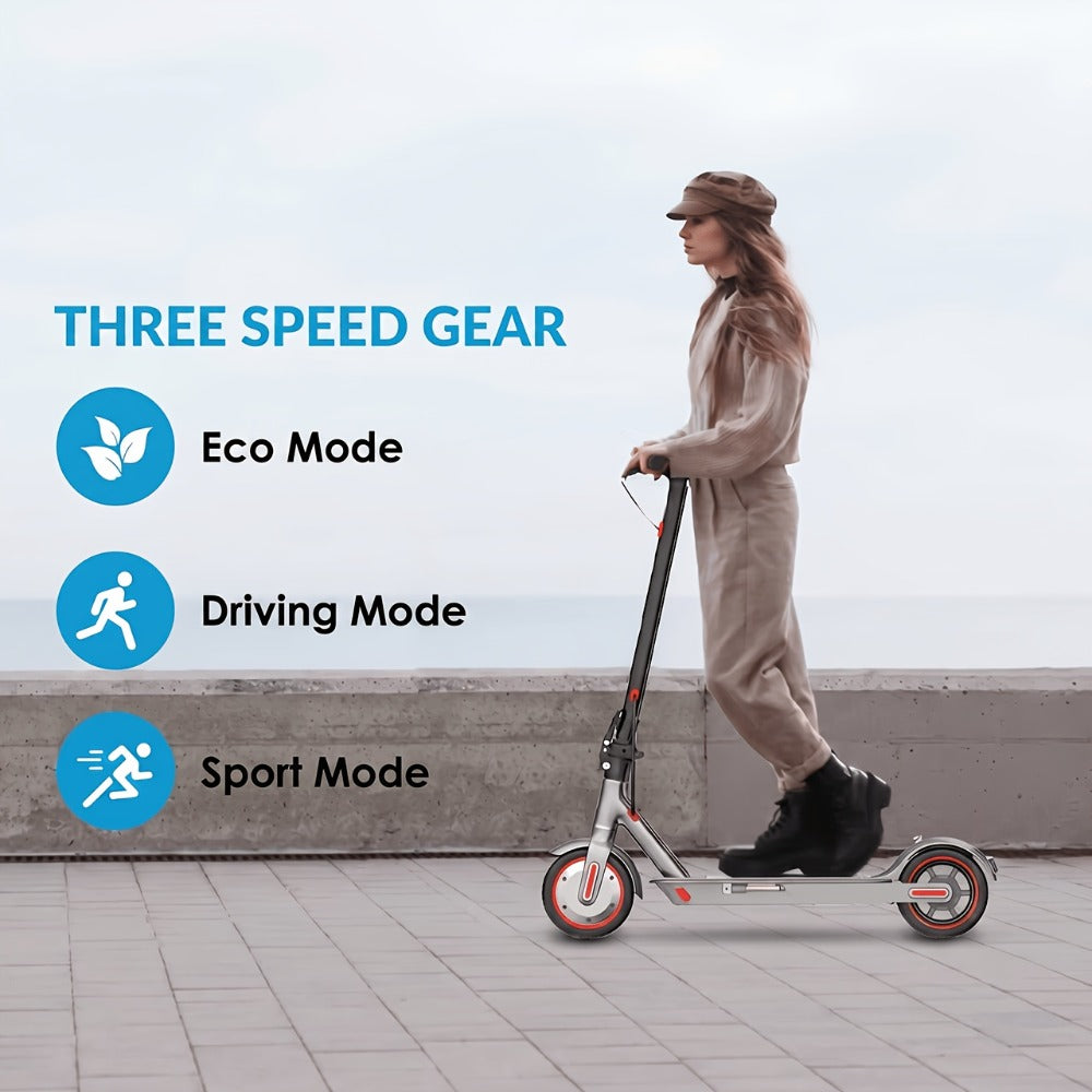 Electric Scooter for Adults 350W Motor 19 MPH 21-Mile Range Foldable Commuter Scooter 8.5 Inch Solid Tires APP Control Dual Brake LED Lights Portable