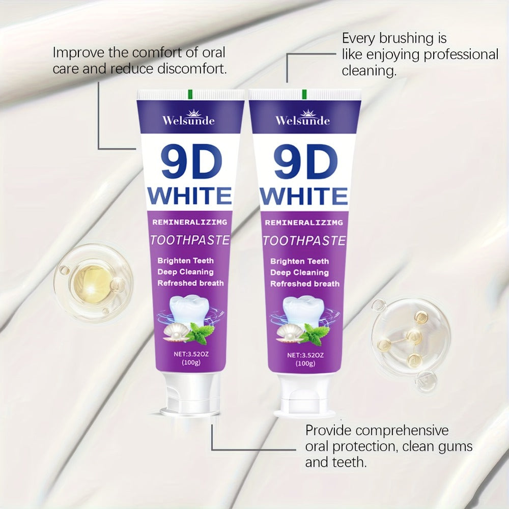 Remineralizing Toothpaste 4-Pack – 9D Purple Hypoallergenic Formula with Essential Oils, 400g Deep Cleaning Whitening Toothpaste for Sensitive Teeth, Gentle Gum Care & Fresh Breath, Daily Home & Travel Oral Hygiene