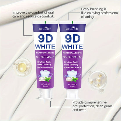 Remineralizing Toothpaste 4-Pack – 9D Purple Hypoallergenic Formula with Essential Oils, 400g Deep Cleaning Whitening Toothpaste for Sensitive Teeth, Gentle Gum Care & Fresh Breath, Daily Home & Travel Oral Hygiene