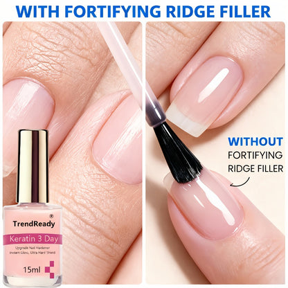 Nail Hardener Base Coat 2 Pack – Protein Repair Strengthener Treatment, HEMA-Free, Ridge Filler, Clear Polish for Weak Brittle Peeling Nails, Fast Dry Long Lasting
