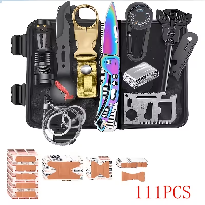 Outdoor Survival Gear Set 11/13/258-Piece – Professional Emergency Kit with Fire Starter & Compass | Multi-Tool Outdoor Equipment for Camping, Hiking & Adventure