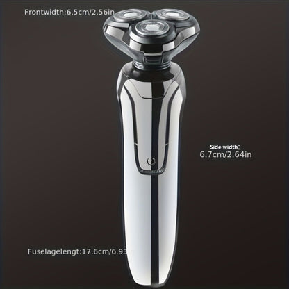 Electric Shaver for Men 4D Floating Triple Blade Waterproof — Wet Dry Razor with LED Battery Display & Type-C Fast Charging, High-End Close Shave Grooming Gift for Dad Husband