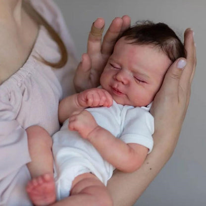 Marbled Skin Cloth Body Reborn Baby Doll 18 Inch 3D Painted Visible Veins Hand-Rooted Hair Sleeping Newborn Girl – Lifelike Vinyl Limbs Baby with Clothes Pacifier Bottle Colored Gift Box Birthday Christmas