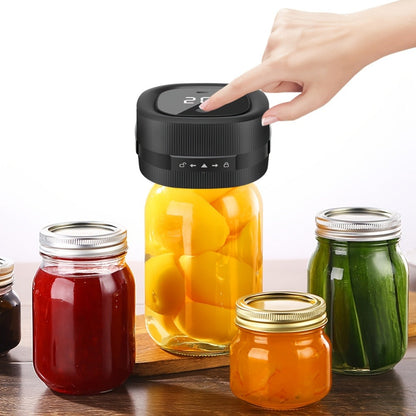 Electric Jar Vacuum Sealer 3-in-1 with 14 Sealing Lids – One-Button Leak-Proof Vacuum Sealing Machine for Food Storage, Fits Regular & Wide Mouth Jars, Wine Plug & Bag Included