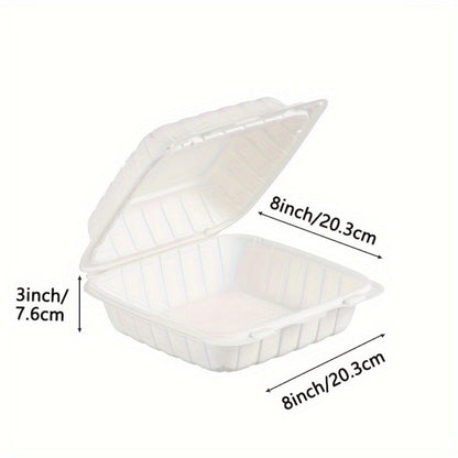 Disposable Food Containers Take Out Boxes with Lids - 7" 8" 9" Plastic Clamshell Meal Prep Containers BPA Free 1 & 3 Compartment Heavy Duty Reusable White