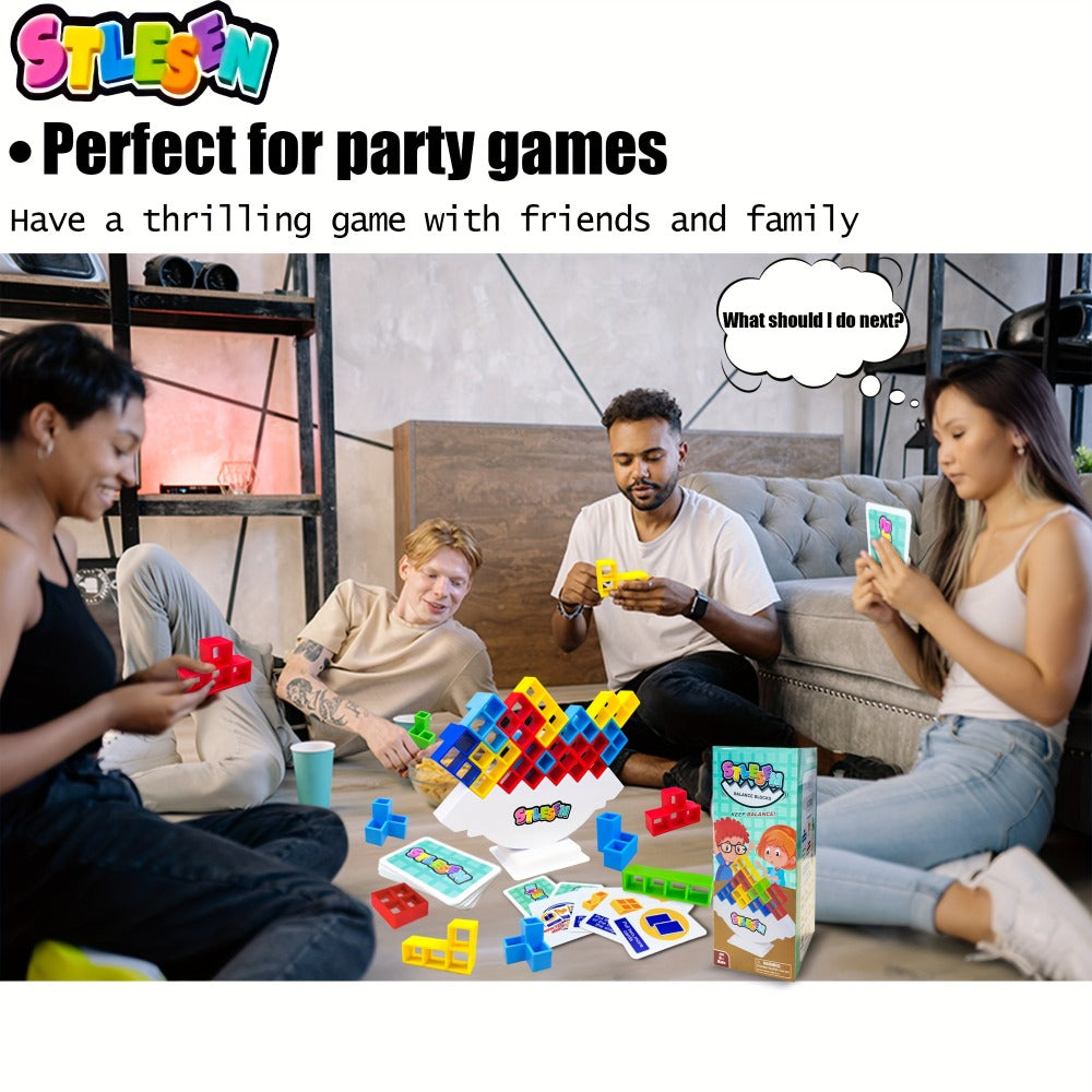 Balancing Stacking Blocks Game Set – Tumble Tower Family Strategy Toy for Kids Adults 16 20 34 50 68 Pcs Color Gift Box Birthday Christmas Party Game