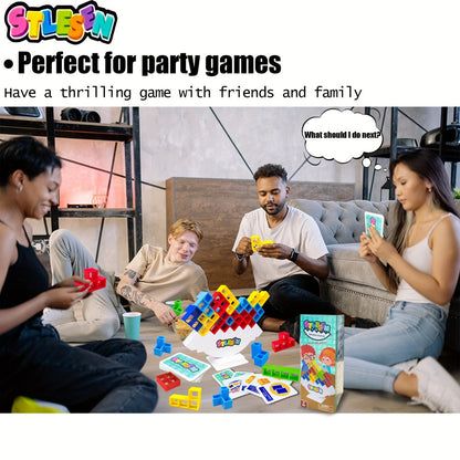 Balancing Stacking Blocks Game Set – Tumble Tower Family Strategy Toy for Kids Adults 16 20 34 50 68 Pcs Color Gift Box Birthday Christmas Party Game
