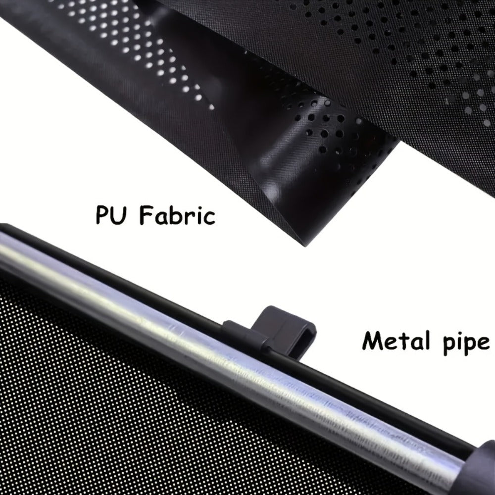 Car Window Curtains 2pcs Retractable PVC Side Window Shades One-Click Storage UV Block Anti-Glare Heat Shield Easy Install Suction Cup Hook Black Car Interior Accessory