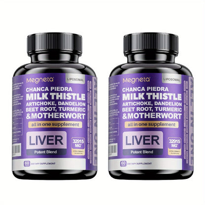 Liver Wellness Supplement 60 Capsules – 24,000mg Milk Thistle, Turmeric & Dandelion Root – Herbal Liver Cleanse & Detox Support Formula – 30 Servings Daily Health Supplement