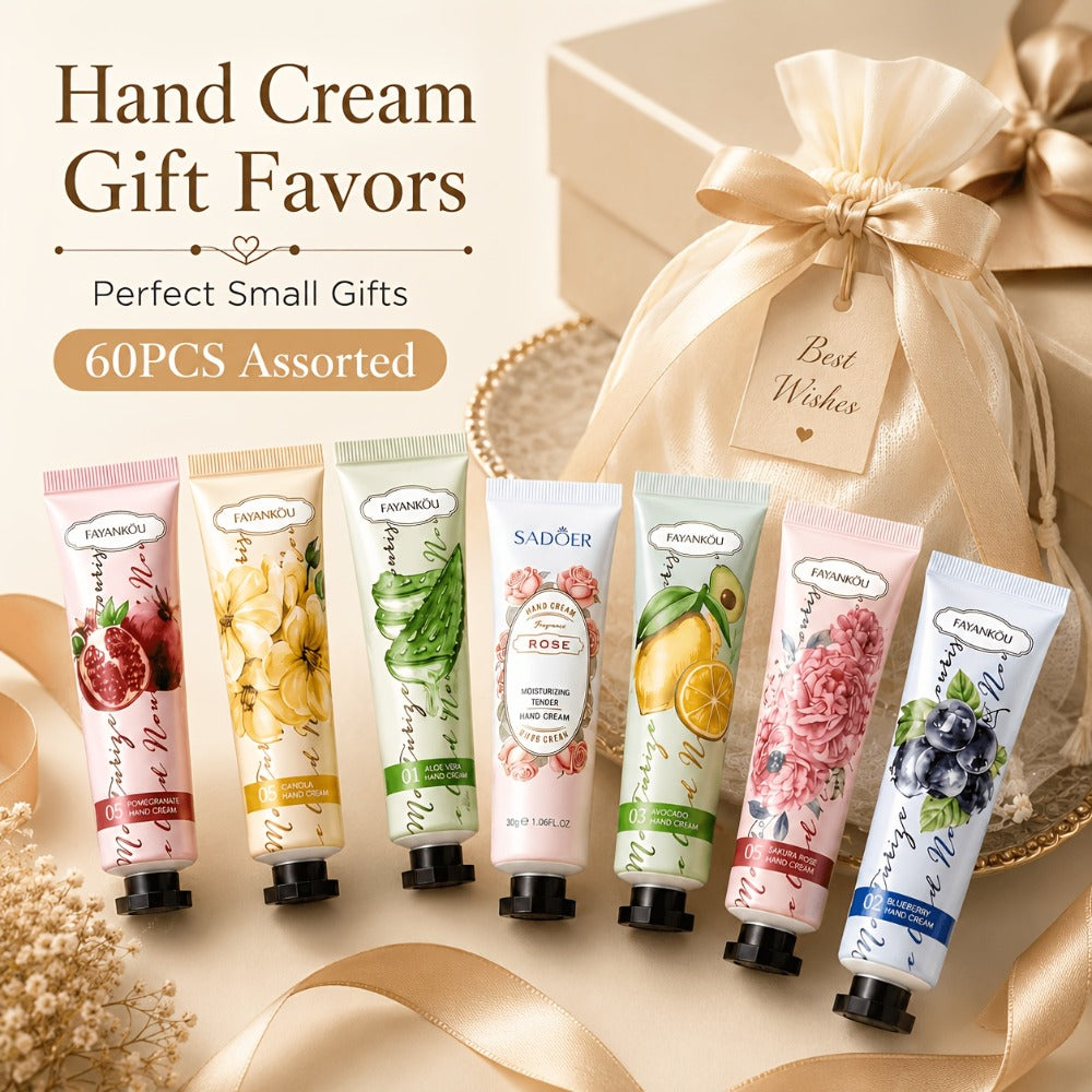 Travel Size Hand Cream Bulk 60 Pack Shea Butter Vitamin C Glycerin Moisturizing Lotion for Dry Cracked Hands – Assorted Styles Skincare Bulk Gift Set for Women Coworkers Teachers Graduation Appreciation