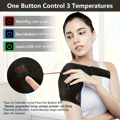 USB Heated Shoulder Pad with 3-Speed Temperature Control – Electric Heating Wrap for Shoulder & Neck Pain Relief, Keep Warm Massage Tool, Gift for Men & Women